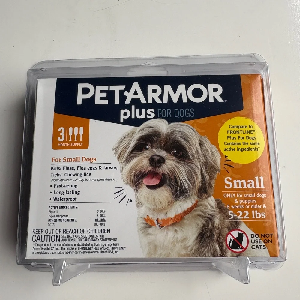 Protect your small dog with Plus. This orange formula effectively kills fleas, t
